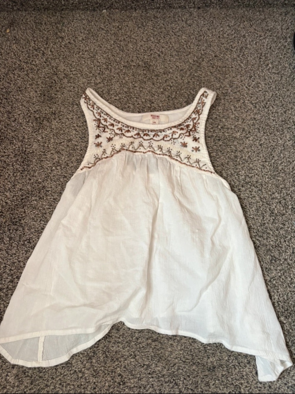 Mossimo Supply Co. White Beaded Yoke Tank